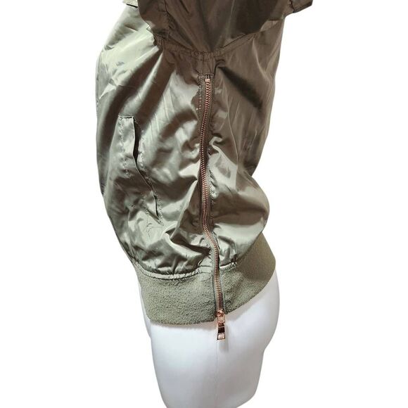 Madden NYC army green jacket rose gold zippers crop length small - Picture 4 of 10